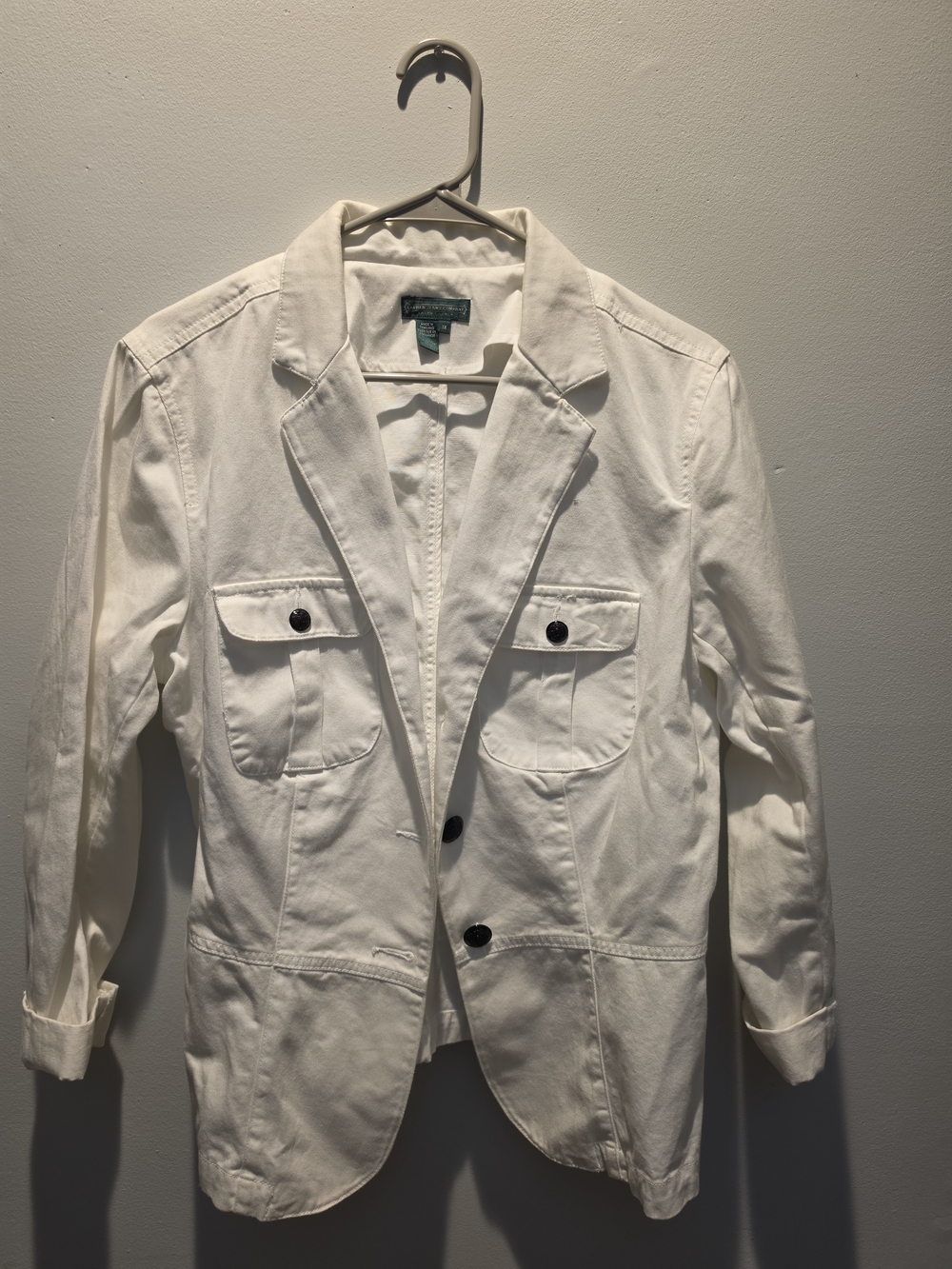 White Cotton Utility Blazer